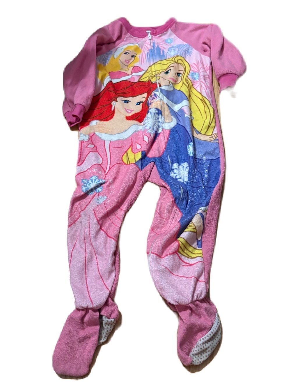 Vintage Disney Princess Footed Sleeper Pajama 4T Pink Y2K Ariel Aurora